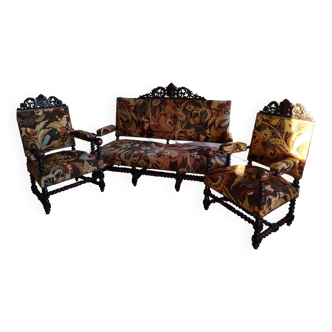 Living room sofa, 2 Renaissance style armchairs