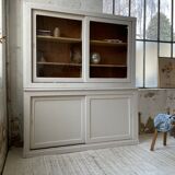 Library showcase ivory white sliding doors