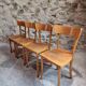 Set of 4 French bistro chairs, beech and plywood, 1960s, mid-century dining chairs.