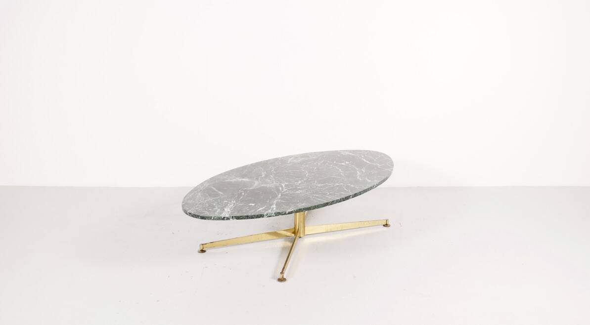 Table basse marbre laiton Michel Kin Italie 1960 Arflex éditeur