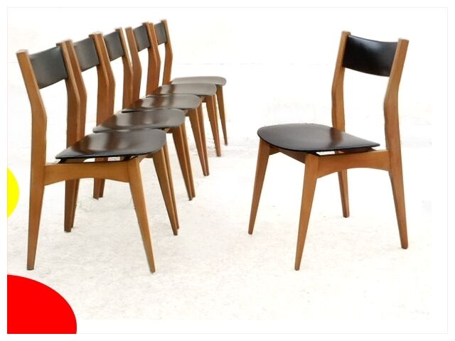 Set of 6 vintage Scandinavian chairs 1960s