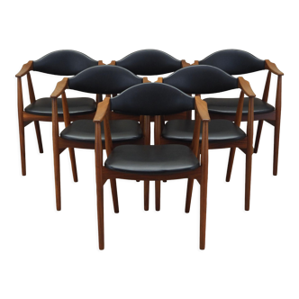 Ensemble de six chaises en teck, design danois, années 1970, fabrication: Farstrup Møbler