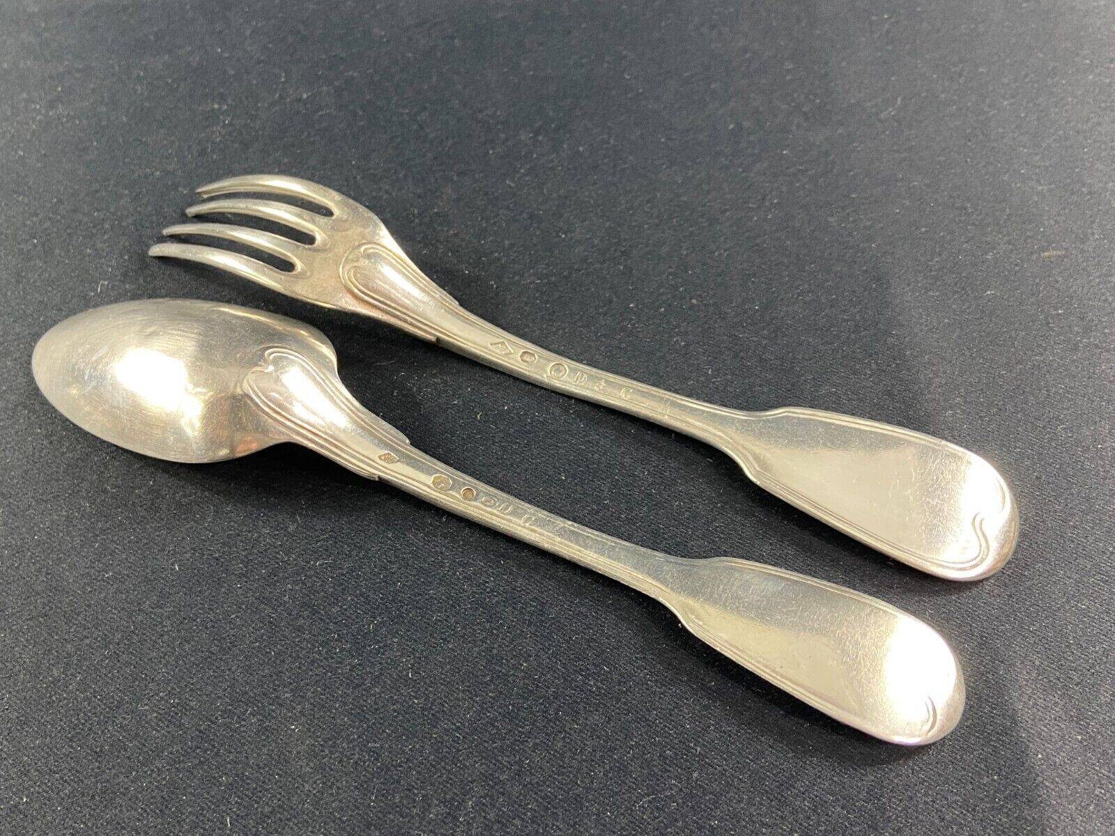Cutlery fork large spoon fillet Louis XV silver rooster hallmarks 1798-1809