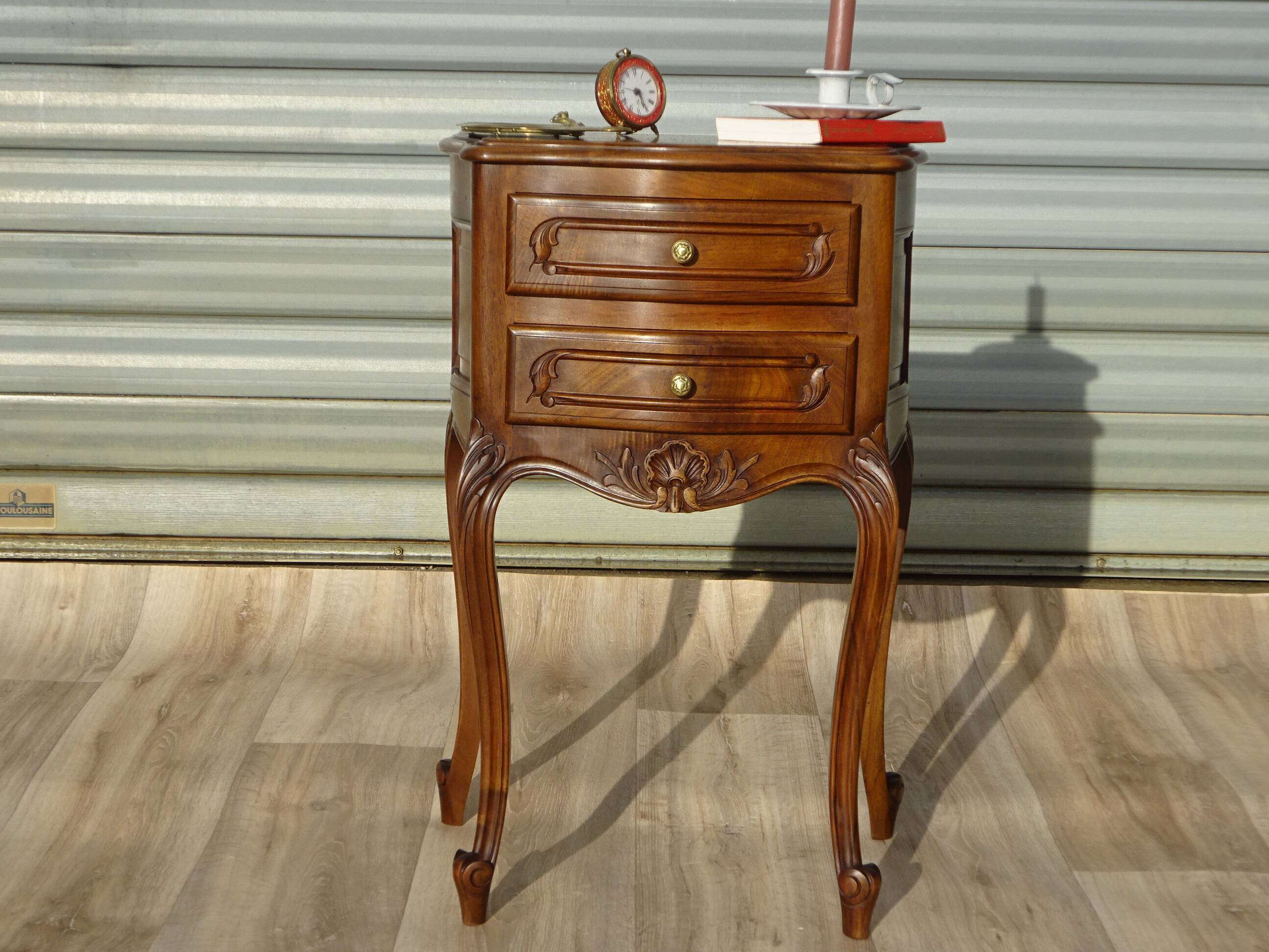 Louis XV bedside table in solid walnut