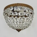 Old crown ceiling light with 3 lights, half basket with glass pendants. 60