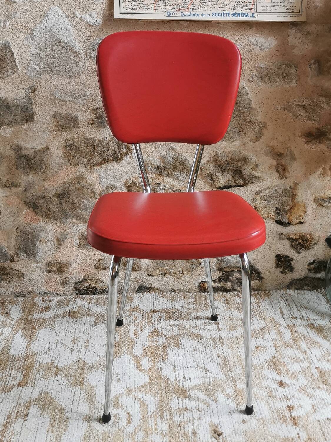 Vintage 60s chair in red leatherette