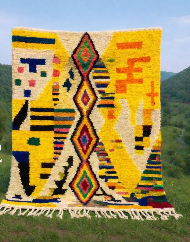 Moroccan Boujaad Rug – Handwoven Colourful Geometric Wool Carpet 150/250cm