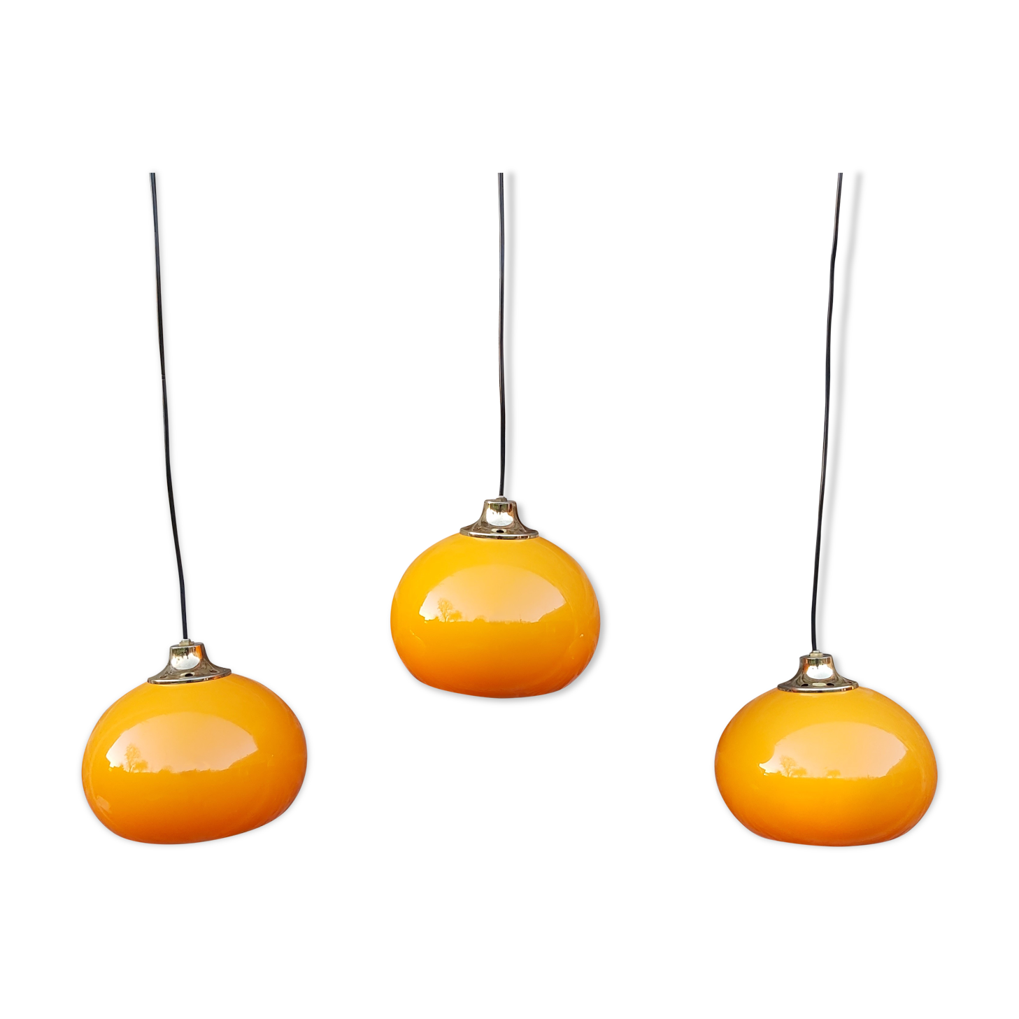 Lot de 3 suspensions orange vintage, années 70