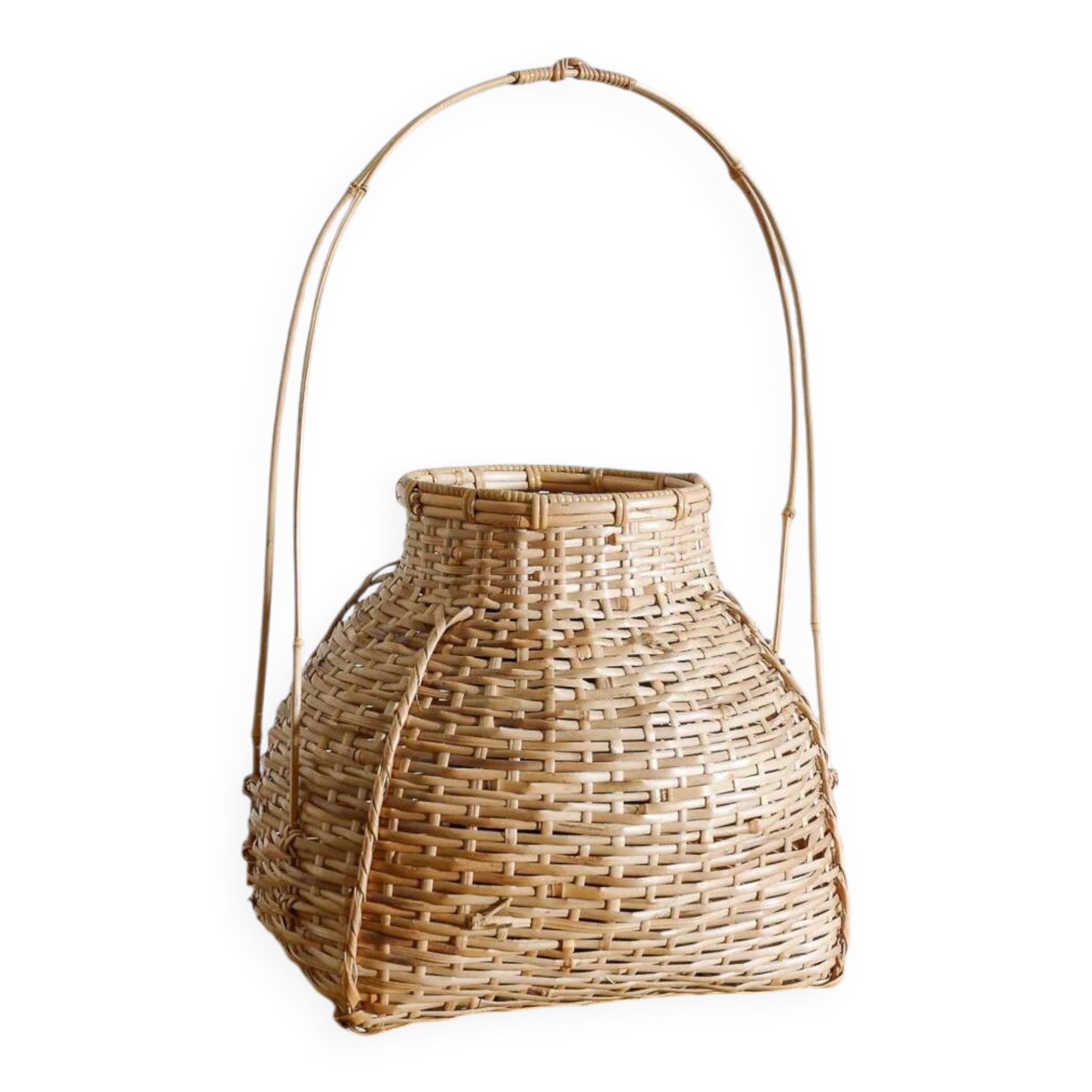 Vintage Japanese Ikebana Flower Bamboo Basket, 1960s