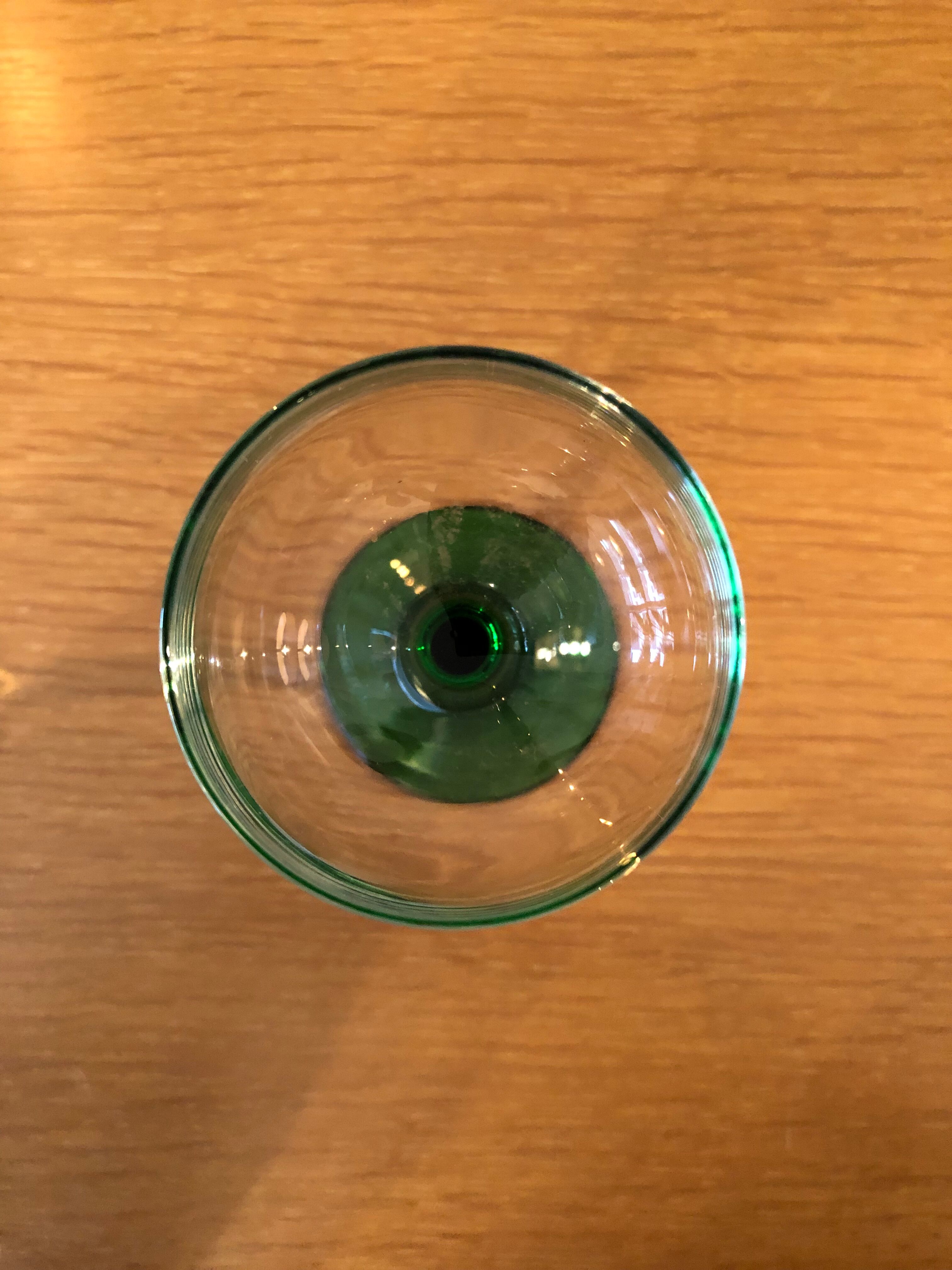 5 old white wine glasses