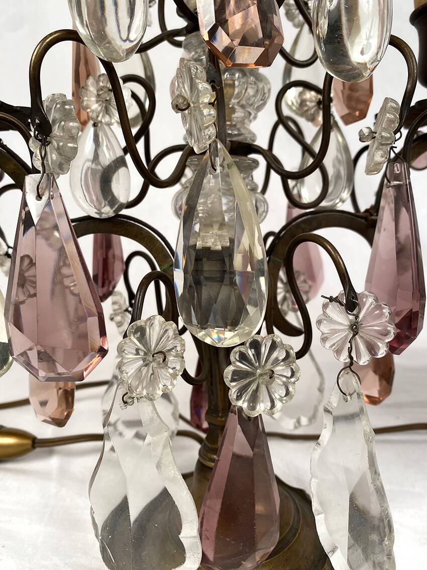 Pair of bronze chandeliers with tassels