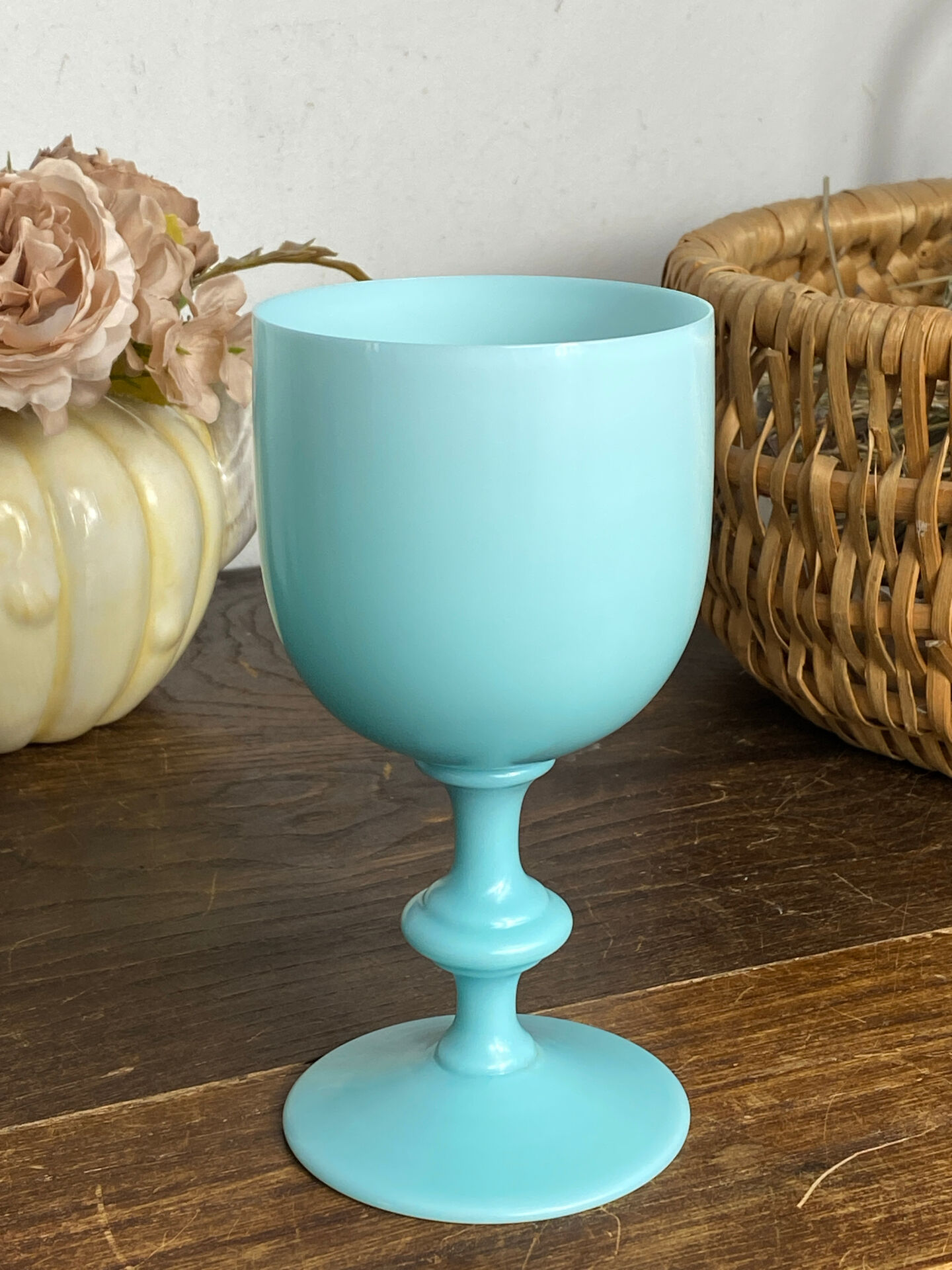 Blue opaline glass goblet from Portieux