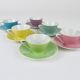 6 pastel mid-century porcelain espresso cups, Daisy, Lilies, Austria, 1950s