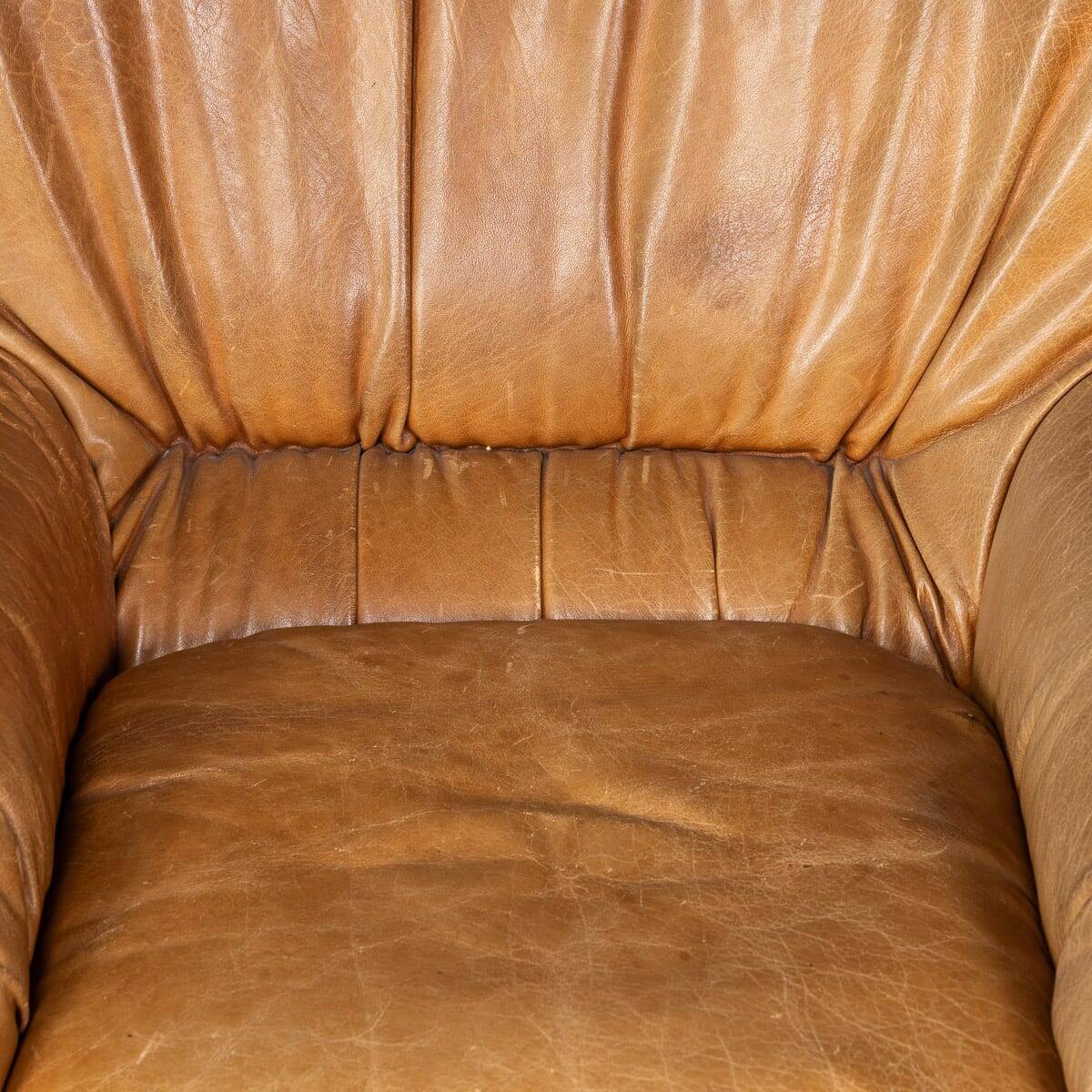Vintage 20thc pair of italian leather lounge chairs by rossi di albizzate