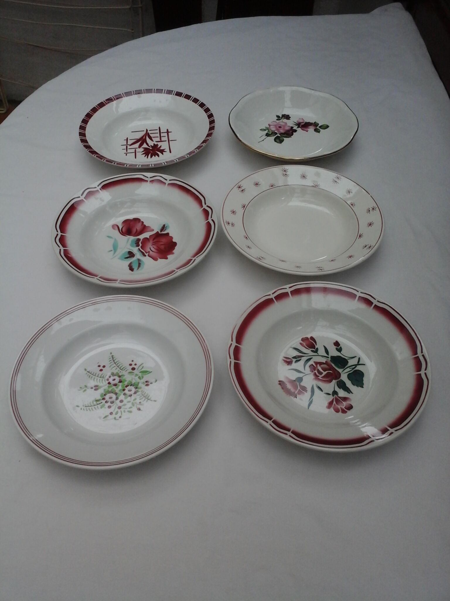 Assortment of 12 dominant plates red and green