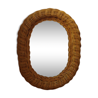 Oval rattan mirror 29x23cm