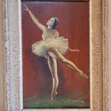 Vintage painting signed from the 1930s-1940s Ballerina