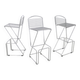 3x Postmodern Bar stool in Chromed Metal, 1980s