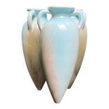 Art Nouveau, small triple amphora vase, glazed earthenware, Massier, circa 1900