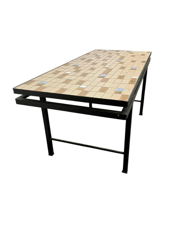 Table d'appoint vintage en mosaïque de céramique / table basse