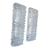 Pair of 1970 pressed glass wall lamps