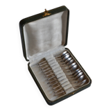12 Silver-plated metal mocha spoons with Russian handle + box
