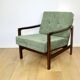 Vintage brown wooden armchair green-olive jeans design by Z. Bączyk - 2 pieces available