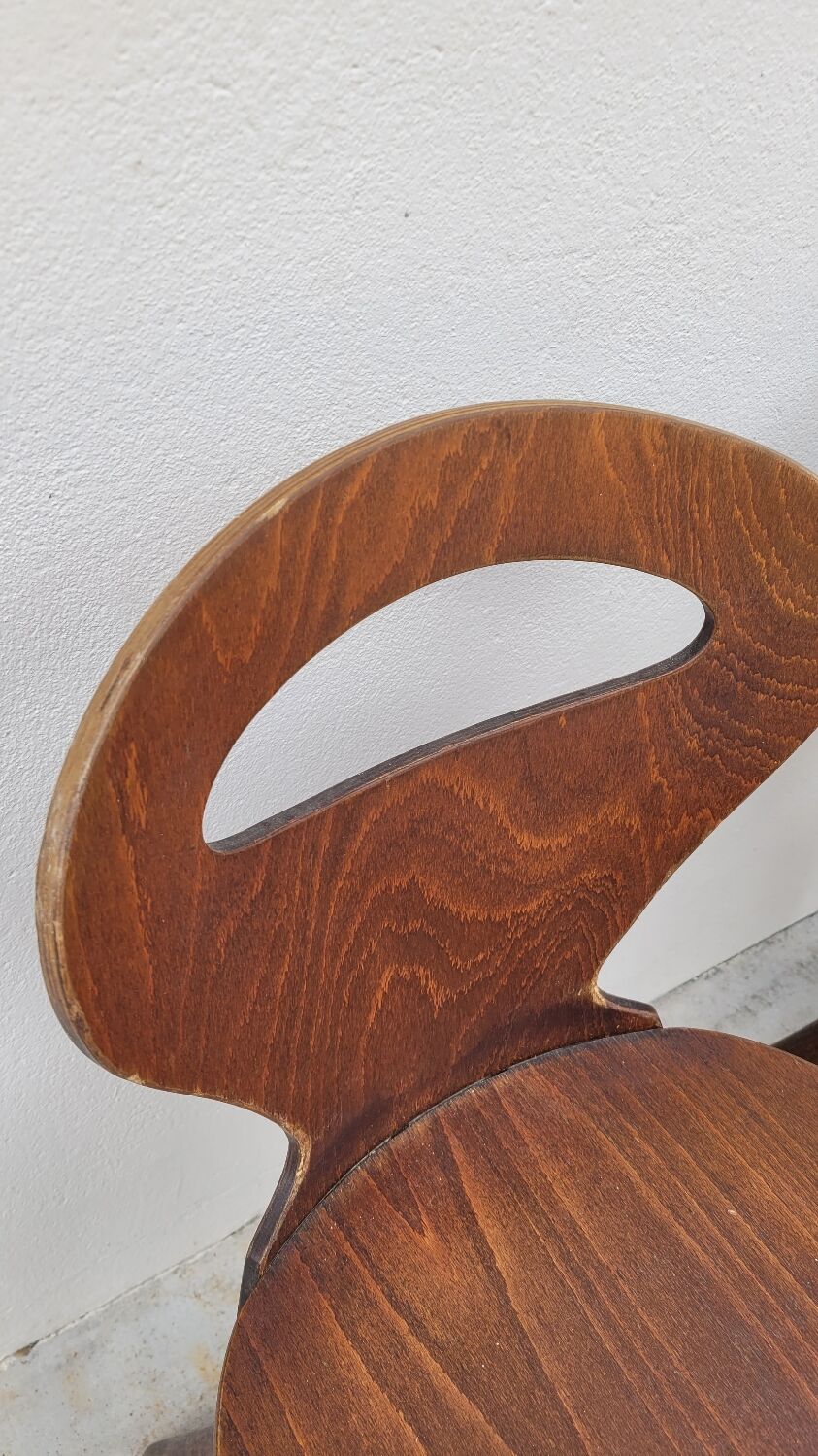 Series of 3 bistro chairs baumann model Fourmi 1950 vintage