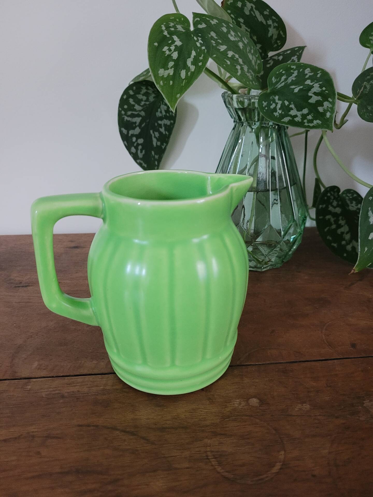 Green ceramic jug