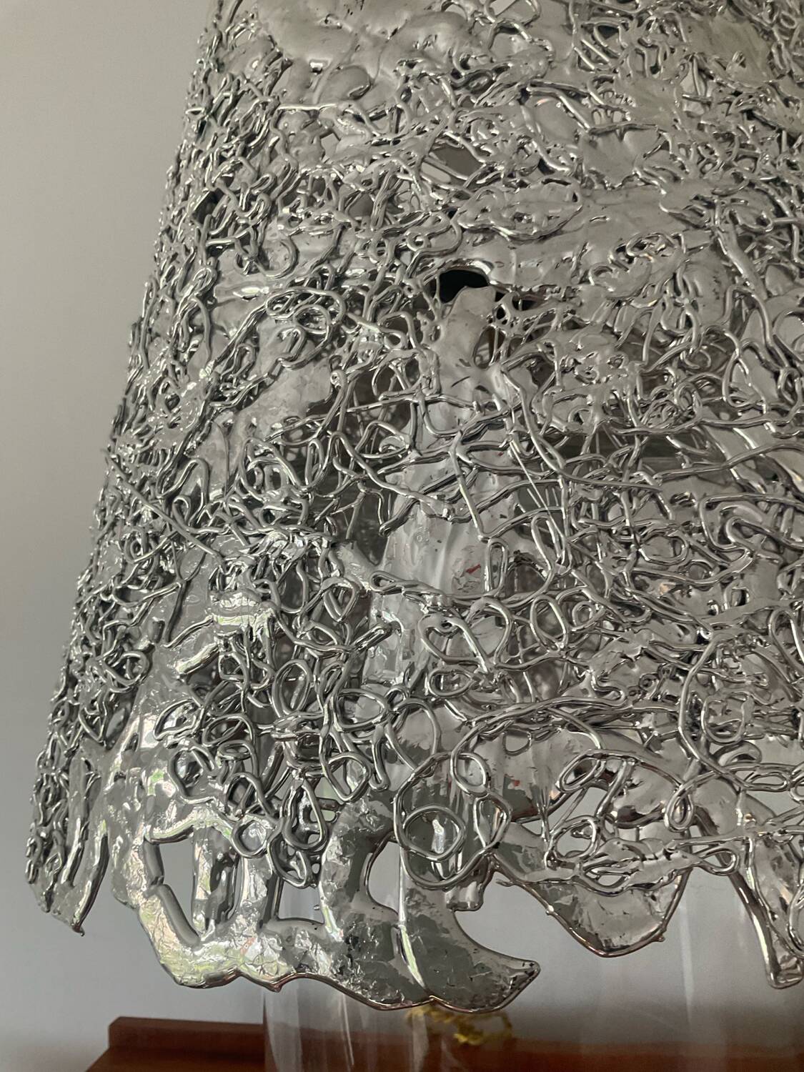 Vintage glass and aluminum lamp from the 70s