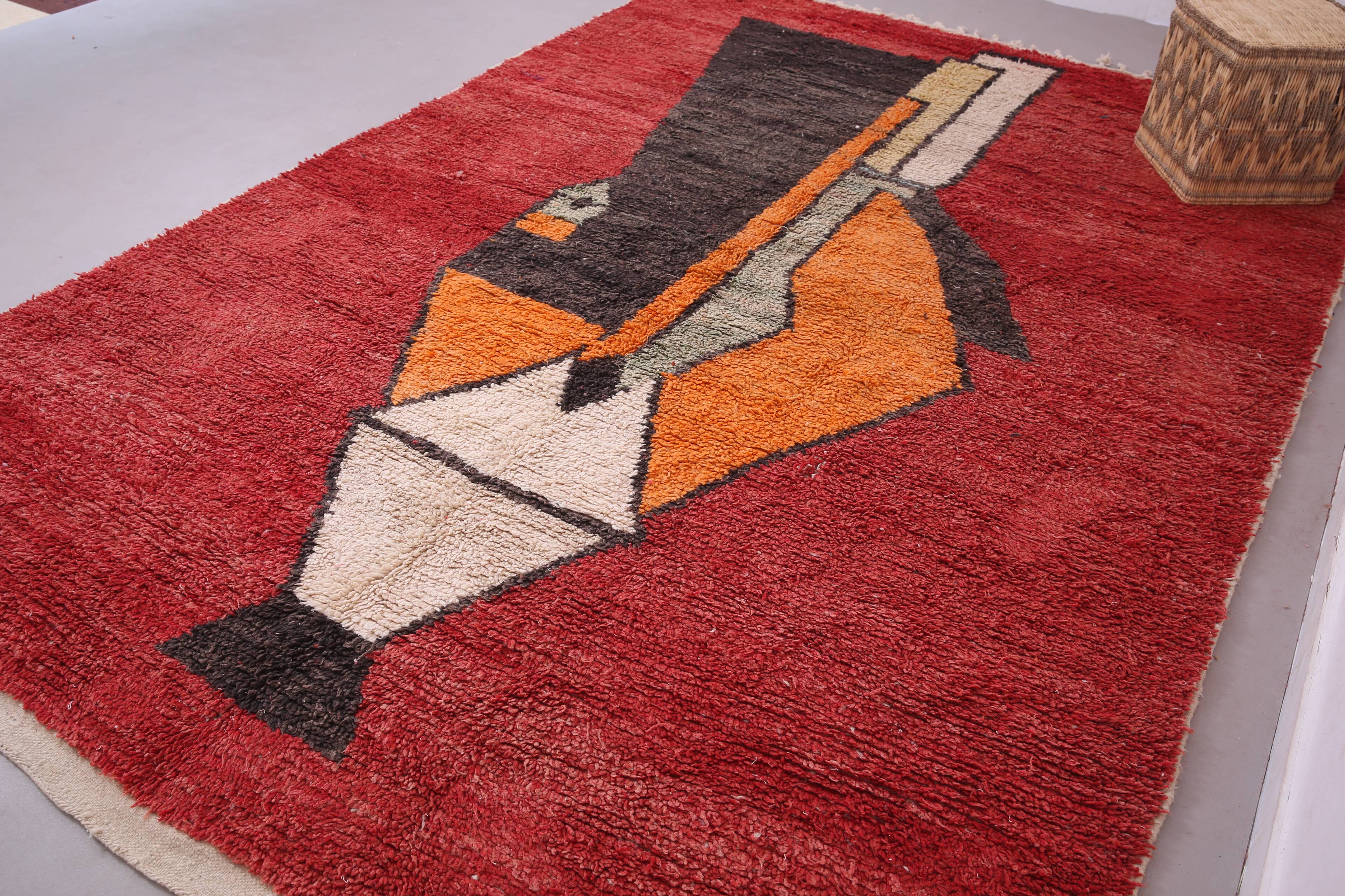 Abstract Vintage Moroccan Rug 238 x 334 - Berber Wool Rug - Handmade Rug