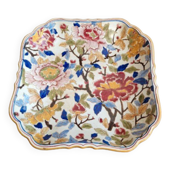 Square ceramic dish from Gien, Peonies model