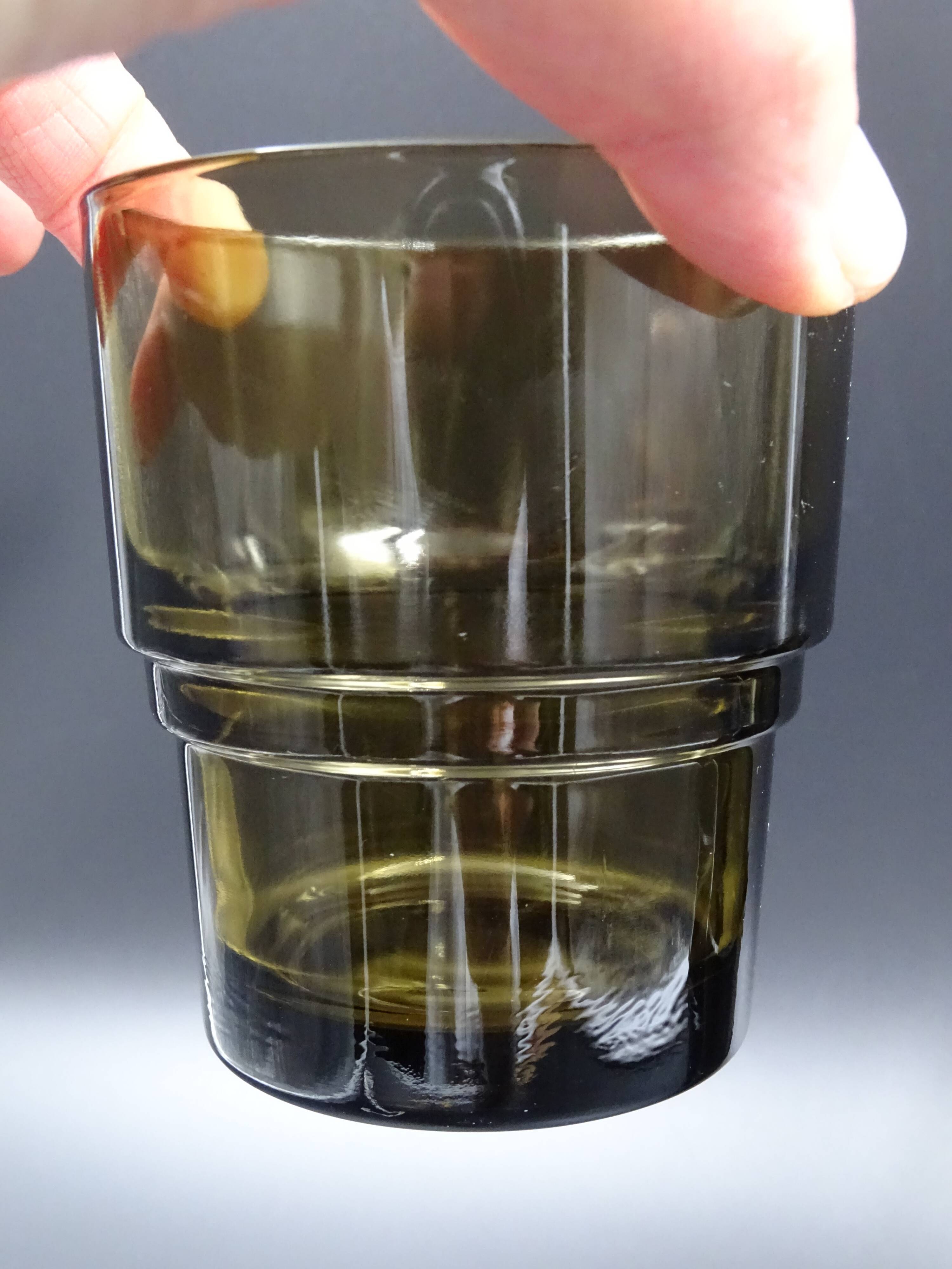 Set of 6 smoked glasses of the brand vereco - around 1970