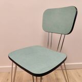 Pair of green Formica chairs with Eiffel legs