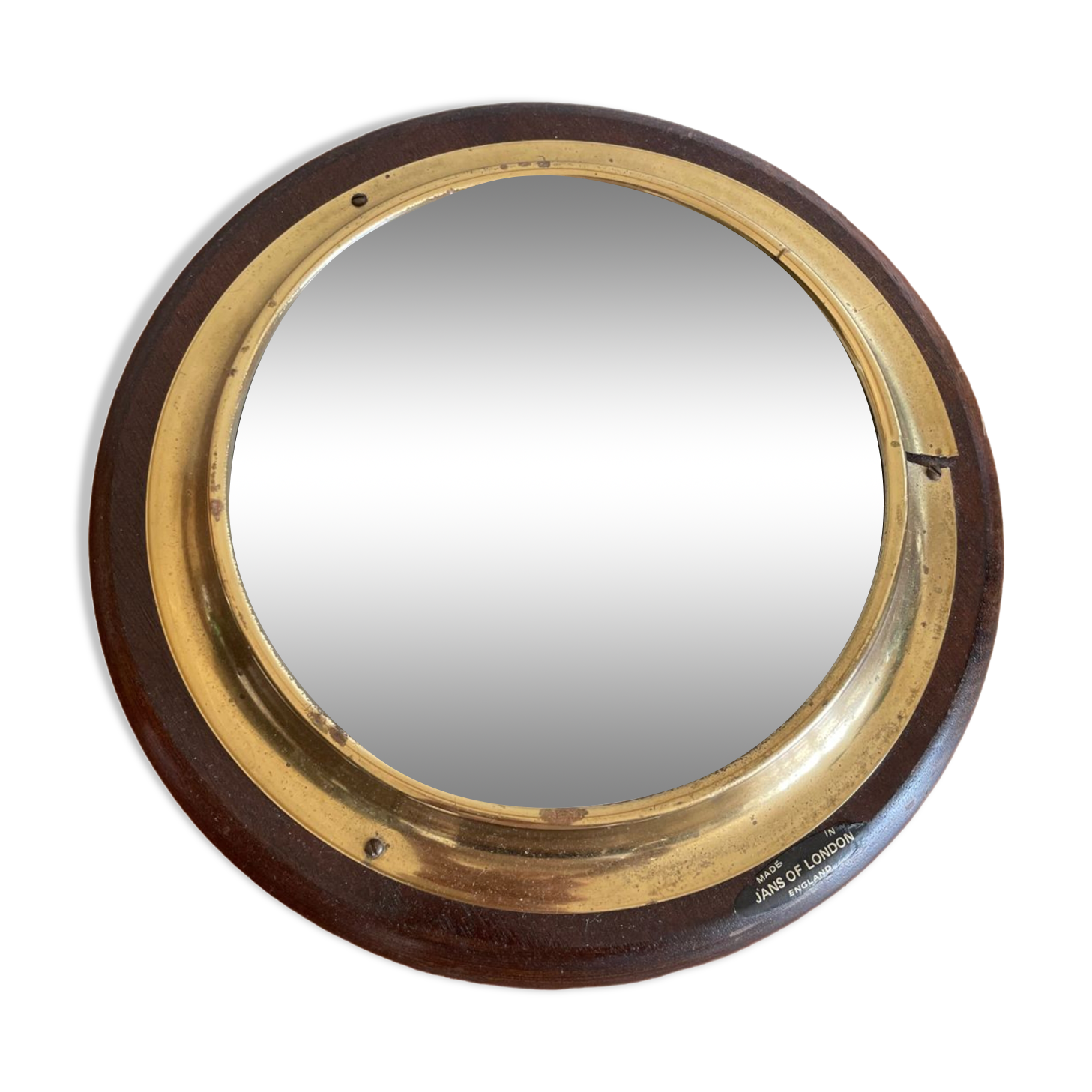 Wood and brass mirror