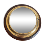 Wood and brass mirror