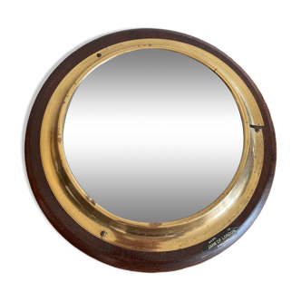 Wood and brass mirror