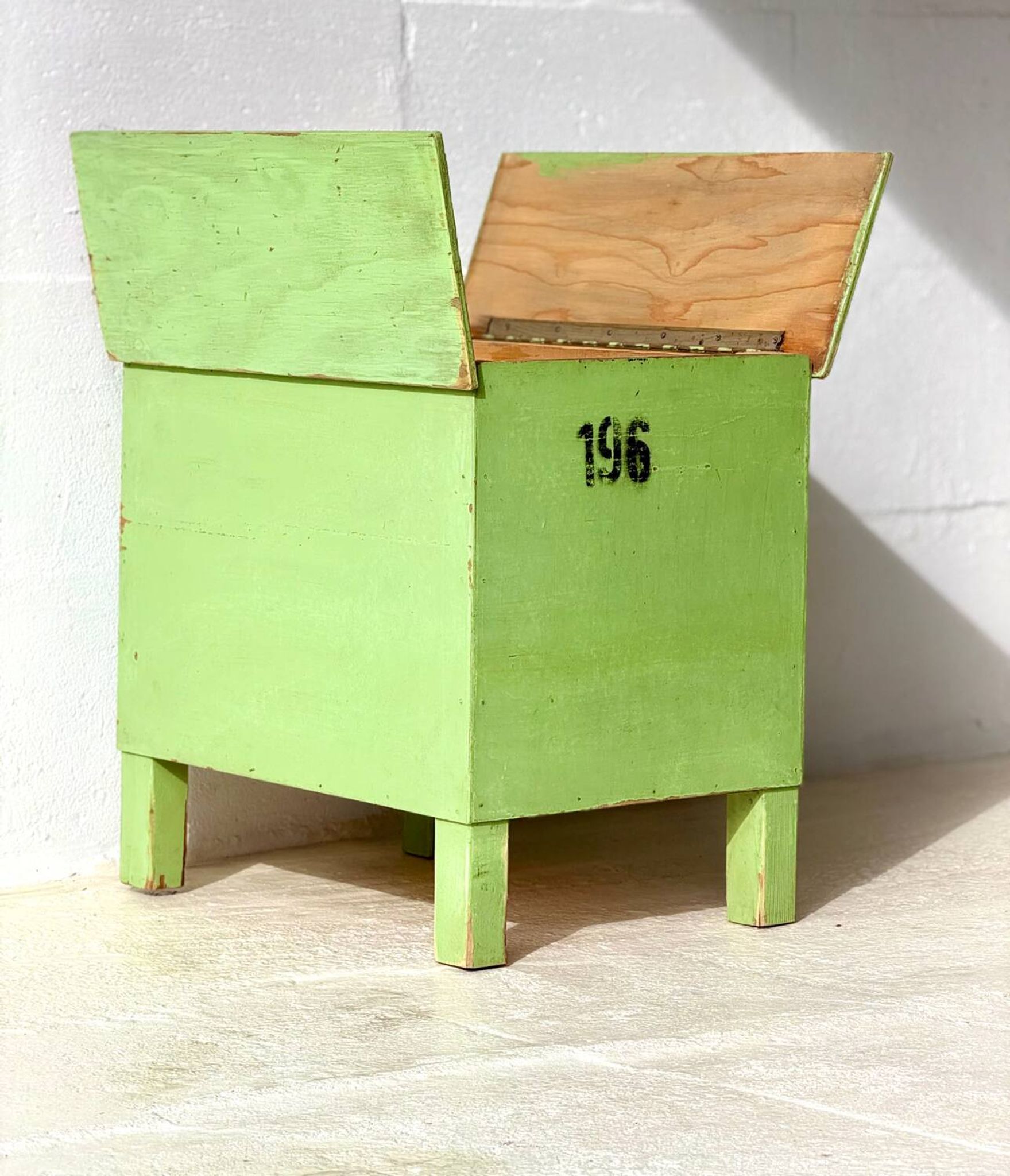 Table de rangement industrielle verte, années 1960