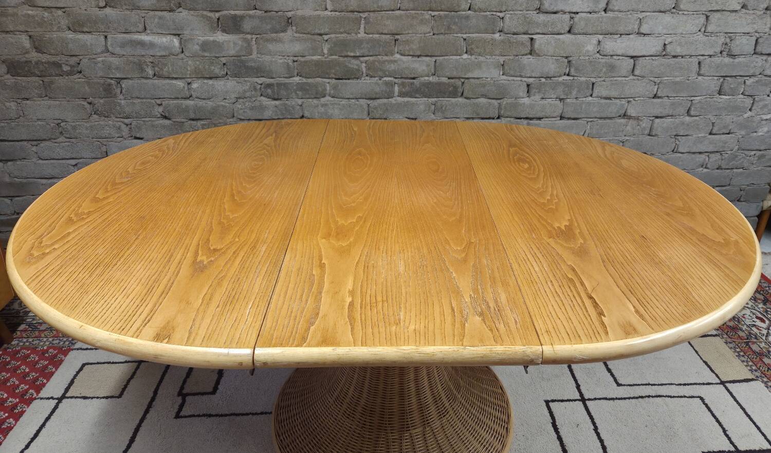 Dining table wood and rattan 1970