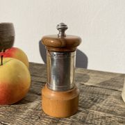 Peugeot pepper tree for Christofle in silver metal and vintage wood