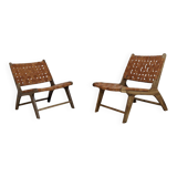 Two Moroccan leather armchairs