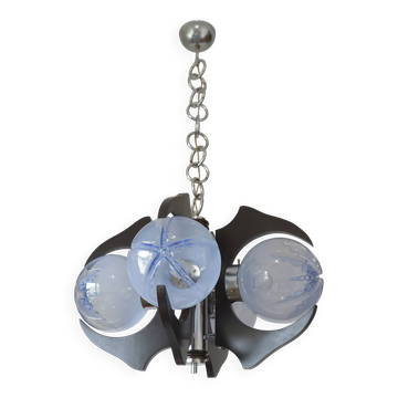 Suspension vintage en verre de Murano, luminaire de style Mazzega, Sputnik