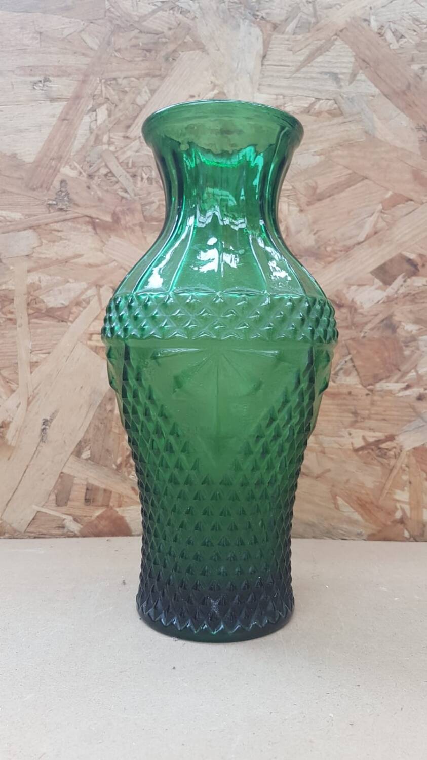 Old Green Molded Glass Vase Decor Vintage Tips