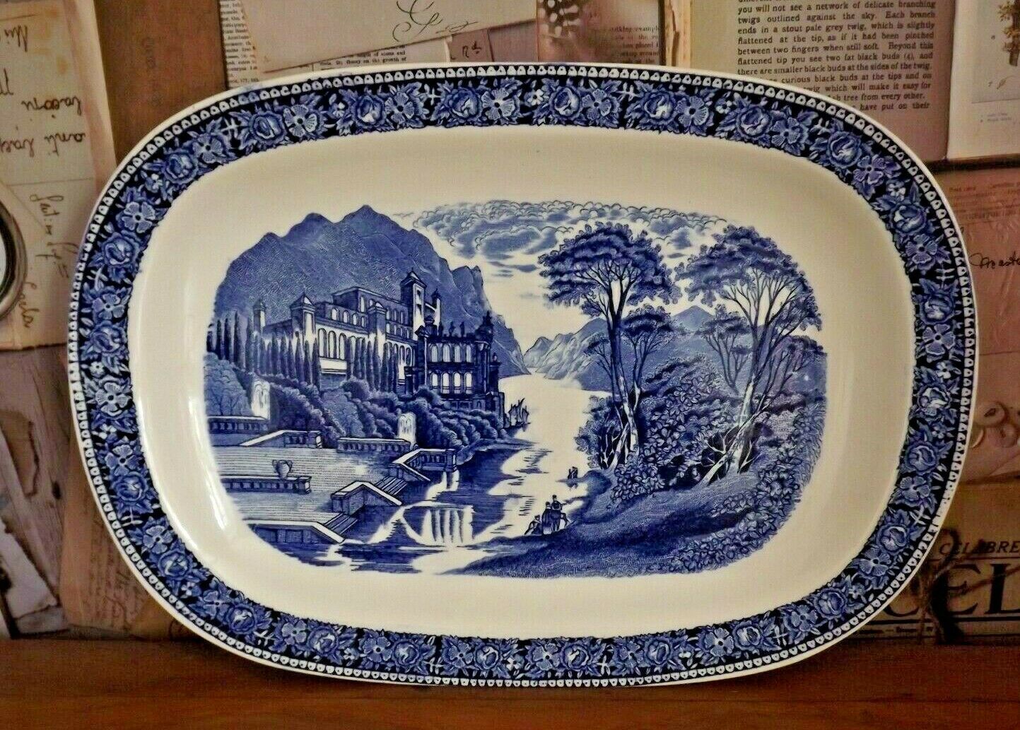 Oblong Serving Plate Dutch Royal Sphinx Maastricht Cambridge Old England 3590