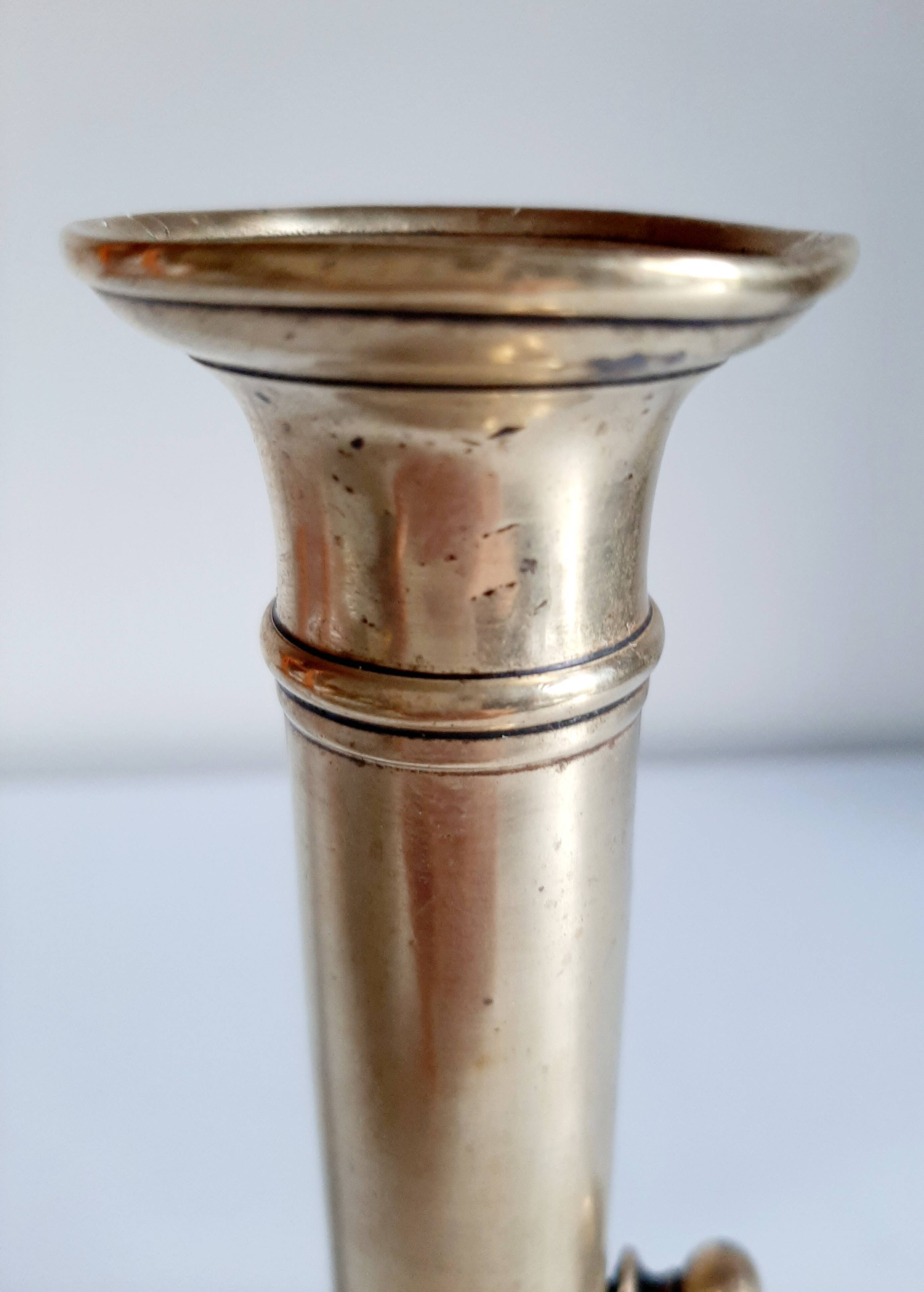 Golden brass candle holder
