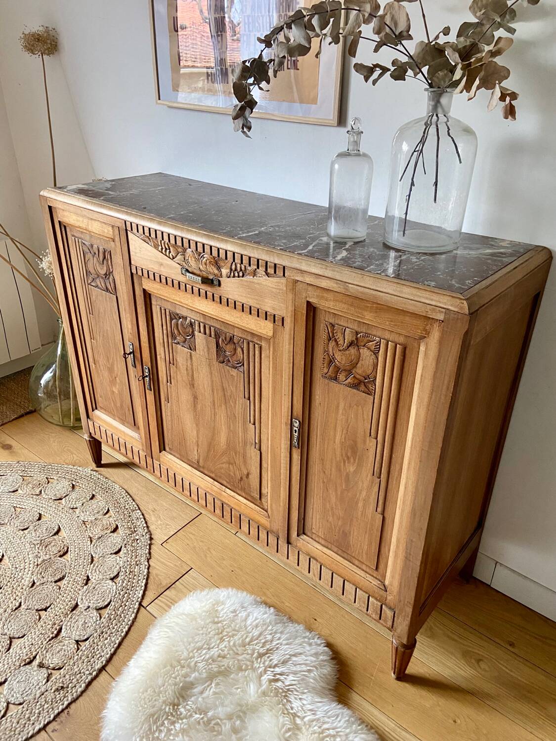 Art Deco sideboard in solid walnut