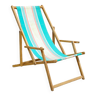 Folding deckchair in wood and vintage canvas