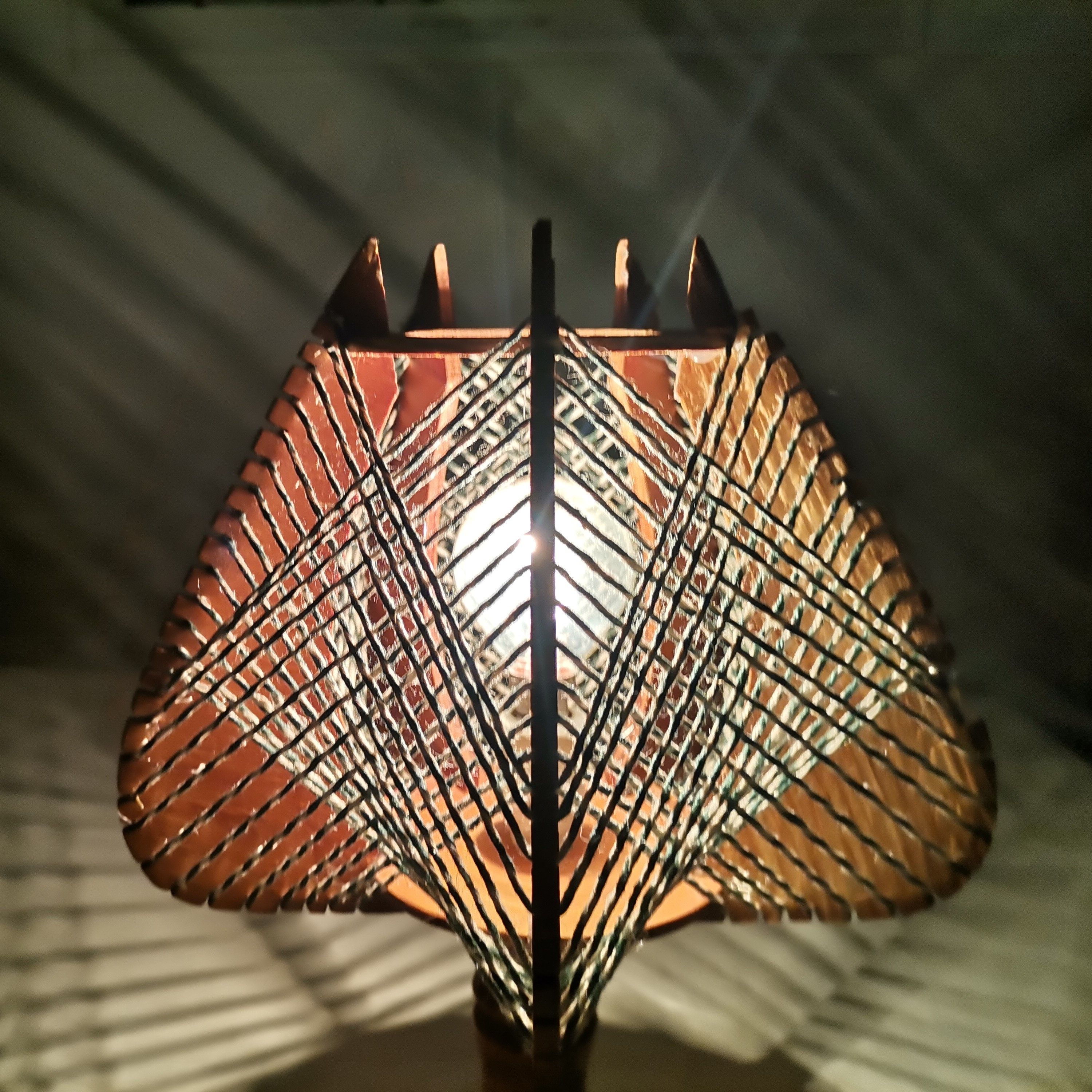 Vintage wooden bedside table lamp 1960
