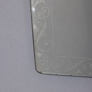 Vintage 1940s Italian design wall mirror with decorated glass