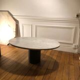 White marble coffee table and steel foot